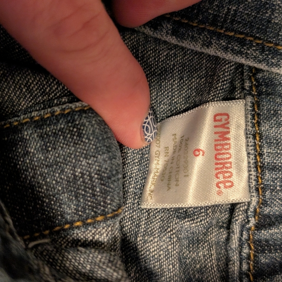 Denim Button-Front Kids Jumper Dress with Colorful Buttons - Picture 4 of 4